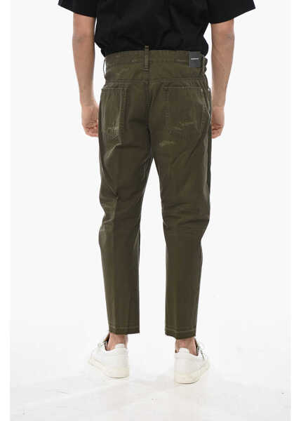 Pantaloni casual DSQUARED2 Lightweight Cotton 5-Pockets Pants With Elastic Waistband Military Green Barbati (BM 19707176) 2