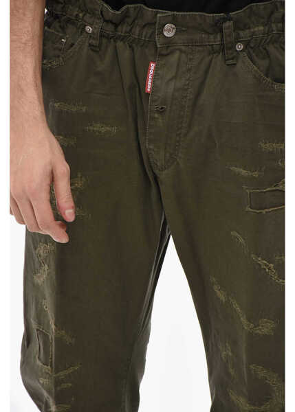 Pantaloni casual DSQUARED2 Lightweight Cotton 5-Pockets Pants With Elastic Waistband Military Green Barbati (BM 19707176) 3