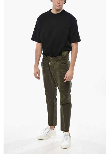 Pantaloni casual DSQUARED2 Lightweight Cotton 5-Pockets Pants With Elastic Waistband Military Green Barbati (BM 19707176) 4