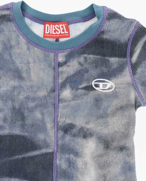 Tricouri Diesel Acid-Wash Effect Ribbed Twain Crew-Neck T-Shirt Blue Baieti (BM 19707179) 2