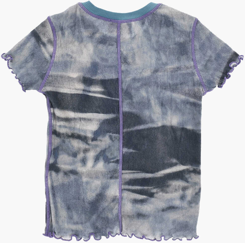 Tricouri Diesel Acid-Wash Effect Ribbed Twain Crew-Neck T-Shirt Blue Baieti (BM 19707179) 3