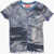 Diesel Acid-Wash Effect Ribbed Twain Crew-Neck T-Shirt Blue