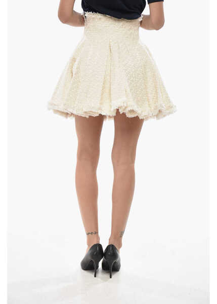Fuste casual Balmain Tweed Accordion Skirt With Side Zip White Femei (BM 19707182) 2
