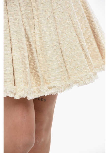 Fuste casual Balmain Tweed Accordion Skirt With Side Zip White Femei (BM 19707182) 3
