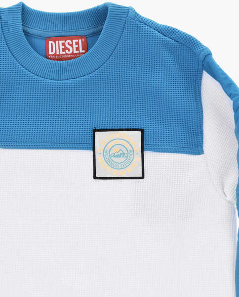 Tricouri Diesel Honeycomb Motif Two-Tone Timper Crew-Neck T-Shirt White Baieti (BM 19707191) 2