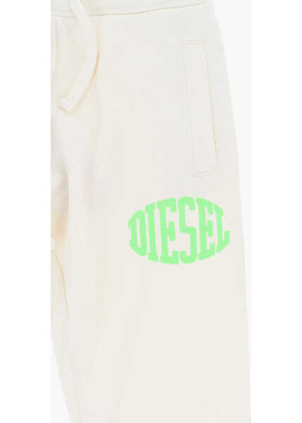 Pantaloni de trening Diesel Brushed Cotton Pbolong Joggers With Neon Logo White Baieti (BM 19707194) 2