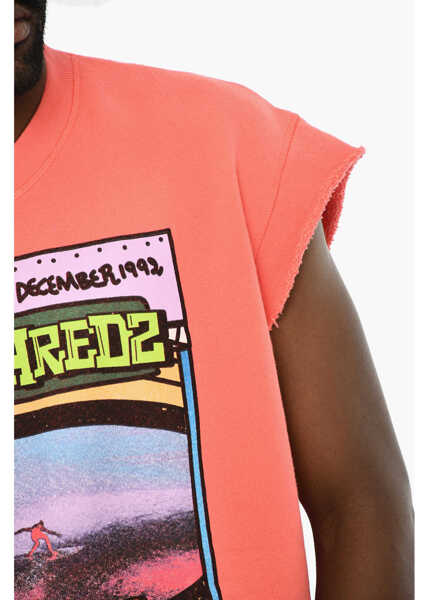 Tricouri DSQUARED2 Cotton Printed Tank Top Orange Barbati (BM 19707200) 3