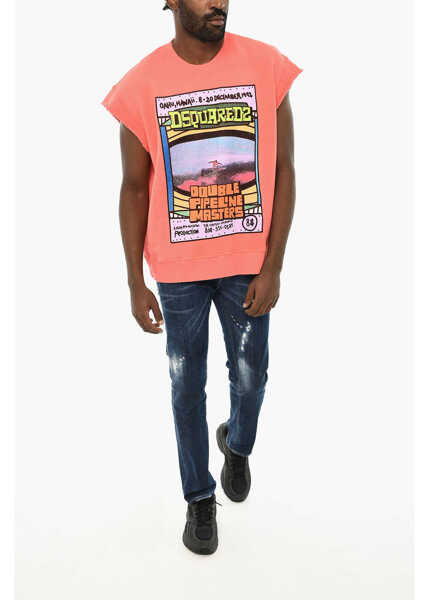 Tricouri DSQUARED2 Cotton Printed Tank Top Orange Barbati (BM 19707200) 4