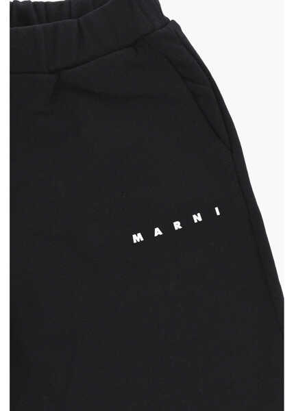 Pantaloni scurti Marni Brushed Cotton Shorts With Contrasting Logo Black Baieti (BM 19707206) 2