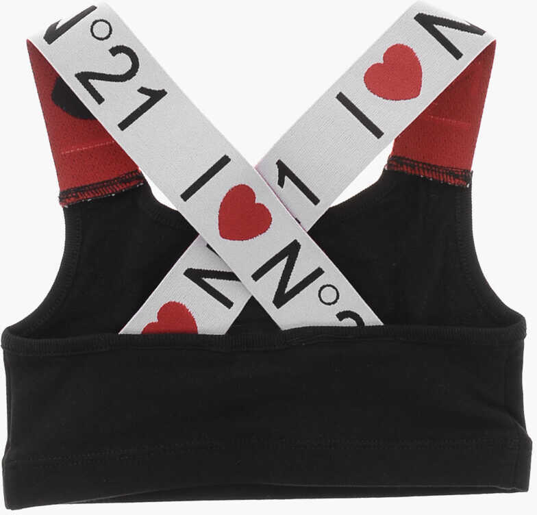 Bluze N21 Kids Crop Top With Logoed Criss Cross Straps Black Baieti (BM 19707209) 3