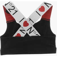 Topuri N&deg;21 Kids pentru Baieti - Bluze N21 Kids Crop Top With Logoed Criss Cross Straps Black Baieti (BM 19707209) - B-mall.ro