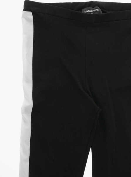 Pantaloni casual DSQUARED2 Cotton Bootcut Pants With Side Contrasting Bands Black Baieti (BM 19707212) 2