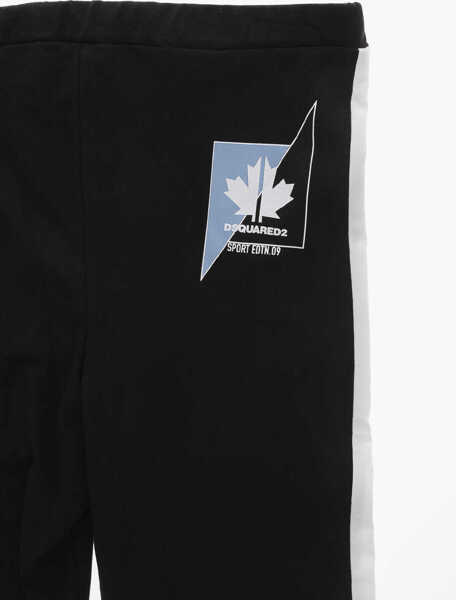 Pantaloni casual DSQUARED2 Cotton Bootcut Pants With Side Contrasting Bands Black Baieti (BM 19707212) 4