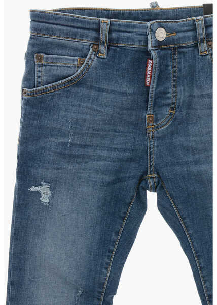 Blugi drepti DSQUARED2 Distressed Effect Cool Guy Jeans Blue Baieti (BM 19707215) 2