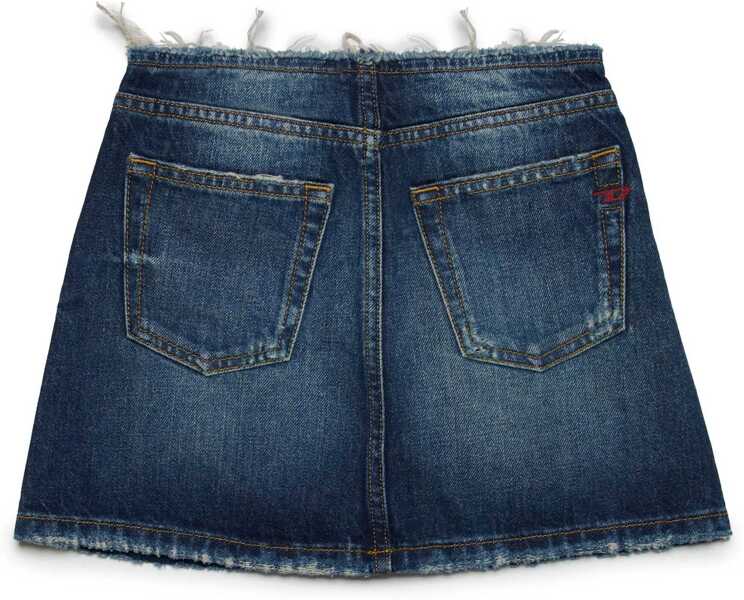 Fuste Diesel Denim Gealbu-S2-J A-Line Skirt With Frayed Edge Blue Fete (BM 19707224) 2