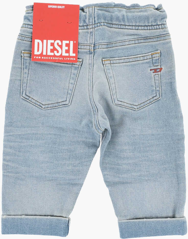 Blugi drepti Diesel Stretch Denim D-Marcie-B Jjj Jogg Jeans With Cuffed Hem Blue Baieti (BM 19707242) 3
