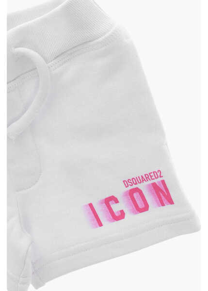 Pantaloni scurti DSQUARED2 Cotton Icon Shorts With Neon Print White Baieti (BM 19707245) 2