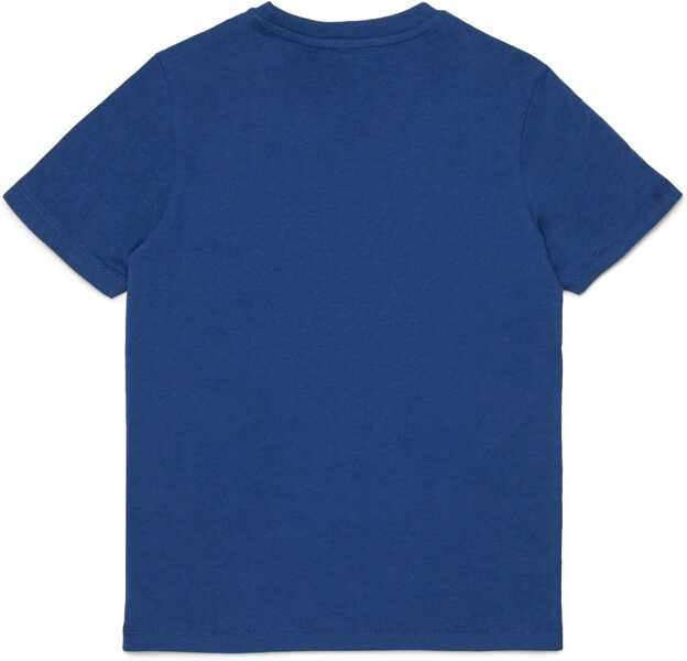 Tricouri Diesel Crew Neck Chese Cotton T-Shirt With Printed Logo Blue Baieti (BM 19707251) 2
