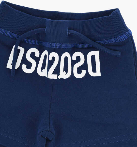 Pantaloni scurti DSQUARED2 Brushed Cotton Shorts With Printed Logo Blue Baieti (BM 19707254) 2