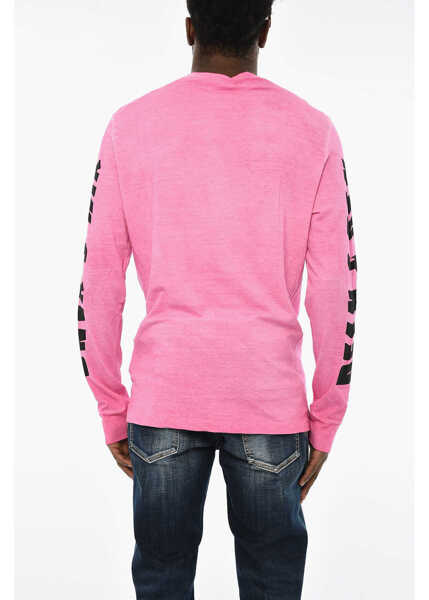Tricouri DSQUARED2 Long Sleeve Crew-Neck T-Shirt With Side Logo Pink Barbati (BM 19707257) 2