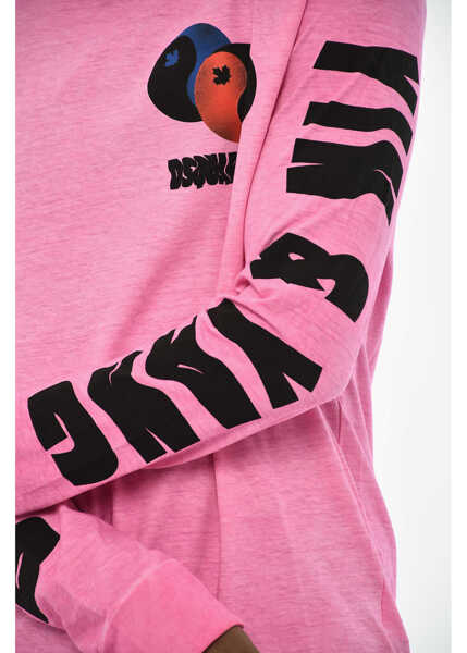 Tricouri DSQUARED2 Long Sleeve Crew-Neck T-Shirt With Side Logo Pink Barbati (BM 19707257) 3