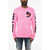 DSQUARED2 Long Sleeve Crew-Neck T-Shirt With Side Logo Pink