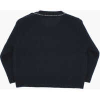 Imbracaminte pentru Baieti pagina 46 - Pulovere Marni Wool And Cashmere Crew-Neck Sweater With Embroidered Logo Blue Baieti (BM 19707260) - B-mall.ro