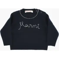 Pulovere Wool And Cashmere Crew-Neck Sweater With Embroidered Logo Baieti