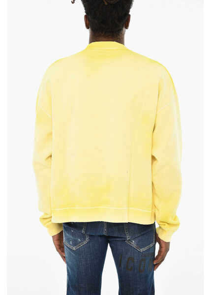 Bluze de trening DSQUARED2 Cotton Crew-Neck Sweatshirt With Embossed Logo Yellow Barbati (BM 19707263) 2