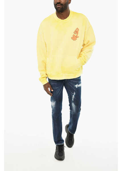 Bluze de trening DSQUARED2 Cotton Crew-Neck Sweatshirt With Embossed Logo Yellow Barbati (BM 19707263) 4