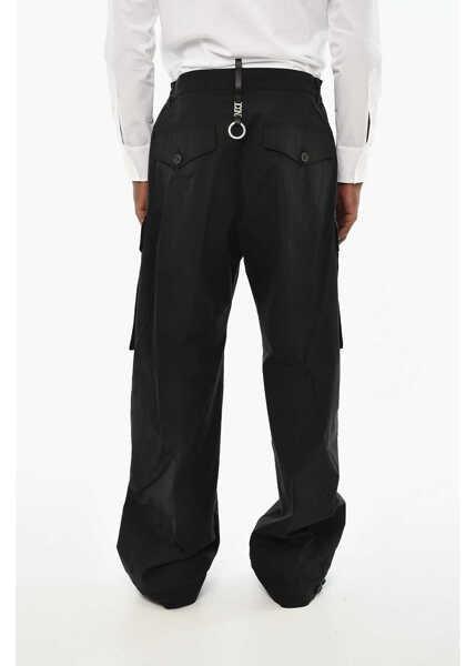 Pantaloni casual DSQUARED2 Icon Stretch Cotton Cargo Pants With Metal Detail Black Barbati (BM 19707266) 2