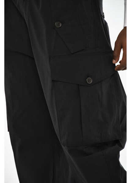 Pantaloni casual DSQUARED2 Icon Stretch Cotton Cargo Pants With Metal Detail Black Barbati (BM 19707266) 3