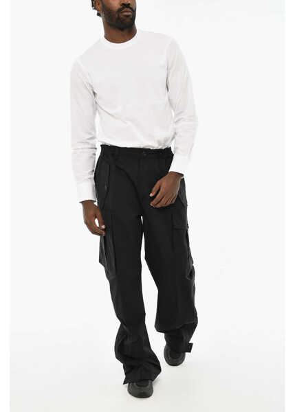 Pantaloni casual DSQUARED2 Icon Stretch Cotton Cargo Pants With Metal Detail Black Barbati (BM 19707266) 4