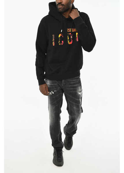 Bluze de trening DSQUARED2 Icon Cotton Hoodie With Frontal Logo Black Barbati (BM 19707269) 4