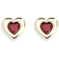 Cercei Gold Red Heart Earrings Femei