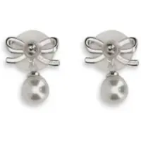 Accesorii Self-Portrait Dama - Cercei Self-Portrait Pearl bow Earrings SILVER Femei (BM 19707404) - B-mall.ro