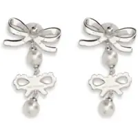 Accesorii Self-Portrait Dama - Cercei Self-Portrait Double Bow Pearl Earrings SILVER Femei (BM 19707413) - B-mall.ro