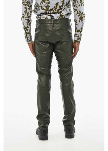 Pantaloni casual DSQUARED2 Leather 5 Pockets Pants Green Barbati (BM 19707641) 2