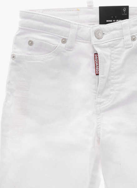 Blugi drepti DSQUARED2 Light Washed Bosse 10 Jeans With Embossed Logo White Baieti (BM 19707650) 2