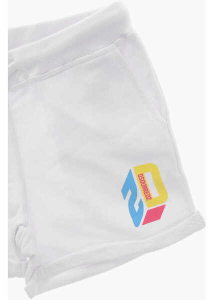 Pantaloni scurti DSQUARED2 Brushed Cotton Shorts With Cuffs White Baieti (BM 19707665) 2