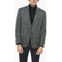 Sacouri elegante Wool Single Breasted Gate Blazer With Check Motif Barbati