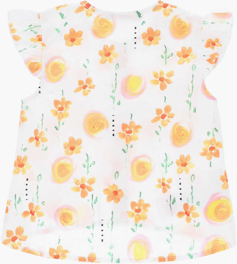 Bluze Marni Short-Sleeve Floral Patterned Blouse Orange Fete (BM 19707683) 3