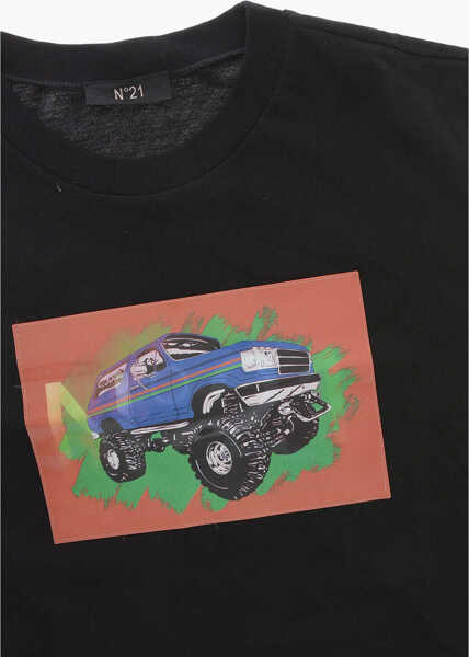 Tricouri N21 Kids Crew Neck Cotton T-Shirt With Reflective Patch Black Baieti (BM 19707692) 2