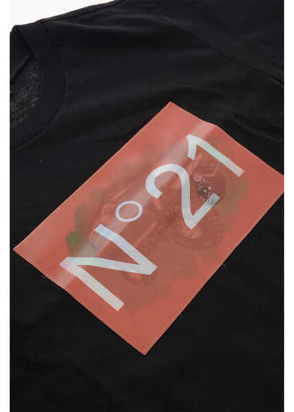 Tricouri N21 Kids Crew Neck Cotton T-Shirt With Reflective Patch Black Baieti (BM 19707692) 4