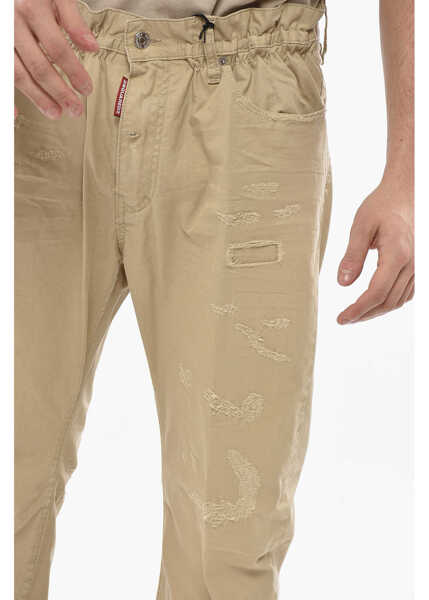 Pantaloni casual DSQUARED2 Distressed Effect Chino Pants Beige Barbati (BM 19707710) 3