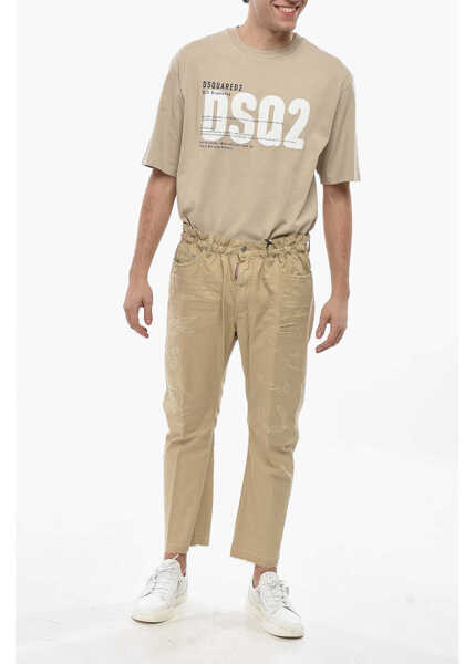 Pantaloni casual DSQUARED2 Distressed Effect Chino Pants Beige Barbati (BM 19707710) 4