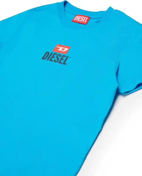 Tricouri Diesel Crew Neck Oggi T-Shirt With Printed Logo Light Blue Baieti (BM 19707716) 3