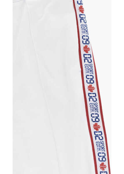 Pantaloni scurti DSQUARED2 Cotton Blend Shorts With Logoed Side Bands White Baieti (BM 19707719) 2