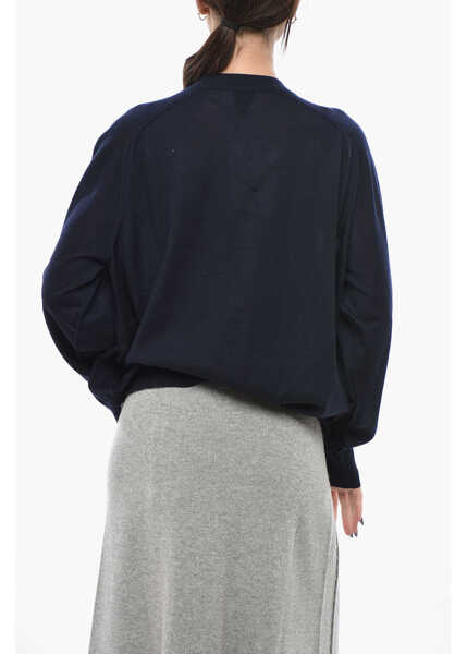 Cardigane Bottega Veneta Crew Neck Pure Cashmere Cardigan Blue Femei (BM 19707731) 2