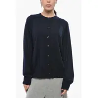 Cardigane Crew Neck Pure Cashmere Cardigan Femei